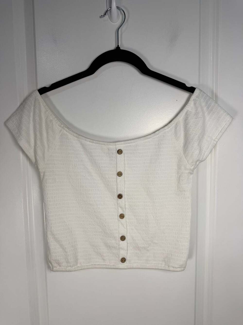 Rip Curl Venice Off-The-Shoulder Smocked Crop Top White Size S
